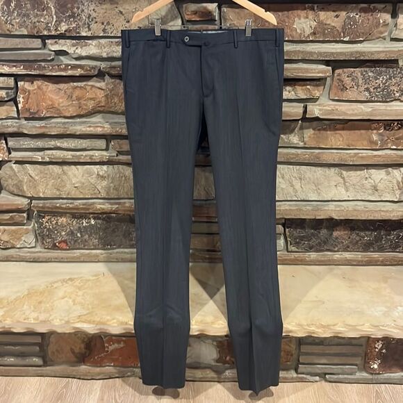 PT Torino Techno Washable Wool Superslim Fit Grey Flat Front Travel Slacks